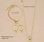 4pcs set Gold Color Stainless Steel Crystal Necklace Bracelet Earrings For Women
