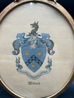 Antique Willard Family Coat Of Arms Crest Framed Heraldry Print Oval Wood Frame