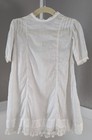 1900s Vintage White Pioneer Baby Toddler Church Slip Dress Simple Lace Pintuck