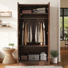 2 Doors Wardrobe Wooden Armoire Closet Storage Clothes Cabinet Stand Organizer