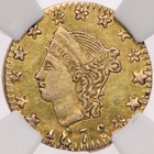 1876 G25c Ngc Au58 Bg-854 Round Liberty California Territorial Fractional Gold