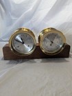 Howard Miller 5 Inch Brass Ships Bell Clock Berometer On Stand Germany Antique