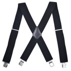 Black Mens Braces Suspenders Polyester Fiber With Rubber Band Material 2  Width