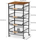 5 Tier Rolling Kitchen Storage Cart  Metal Microwave Stand Kitchen Island Cart