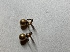 Vintage Gold Tone Textured Ball Clip On Earrings Mid Century Modern Hammered