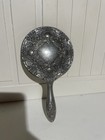 Vintage Antique Ornate Silver Plated Hand Mirror Victorian Style Floral Repouss  