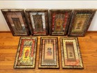Lot Of 7 Antique Framed Buddhist Guardian Scrolls