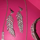 Rhinestone Jewelry Mixed Lot 4pc Necklace Earrings Bracelet Ring