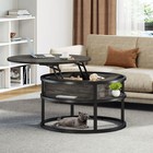 2 Tier Round Lift Top Coffee Table With Hidden Storage Compartment Home Office