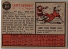 1962 -larry Burright- Topps Autograph signed auto Rookie Baseball Card  348