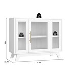 Sideboard Buffet Cabinet With Fluted Glass Door  Modern Accent Storage Cabinet