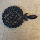 Vintage Cast Iron Footed Heavy Trivet Tulip Mcm Kitchen
