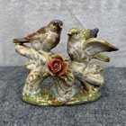 Vtg 90s Majolica-style Birds On Branch Figurine Set Of 2 Porcelain Rose Pair