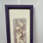 Signed Floral Textile Art Purple Framed Botanical Wall Decor 4 5 X 18 5
