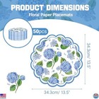50 Pcs Paper Placemats Disposable  13 5 Inch Blue Hydrangea Floral Place Mats