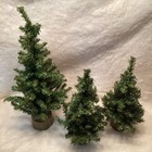 3 Mini Pine Christmas Tree Faux Wood Base 18  14    12    Holiday Village Decor
