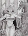 Art Work Original Pencil Drawing 11 X 7   Little Red Riding Hood