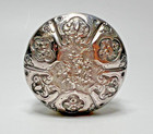19c antique French Sterling Silver Repousse Hand-hammered Pill Snuff Box Flowers
