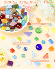 420g Mosaic Tiles For Crafts - 280pcs Glass Mosaic Kits  Mixed Shapes Mosaic Gla