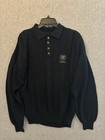 Vtg 90 s Haley Cadillac Crest Golf Polo Sweater Black Cable Knit Polo Usa Made