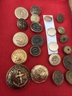 Lot 22 Gold Metal Buttons Vintage