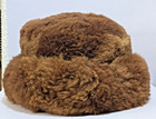Vintage Brown Genuine Shearling Sheepskin Winter Hat Cossack Rolled Brim 22-23 