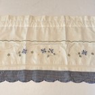 Vintage Set Of 2 Floral Embroidered Gingham Valance 57x14 5 Farmhouse Cottage