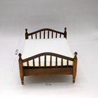 Miniature Stained Wood Queen Size Bed   Mattress 1 12 Scale Dollhouse Furniture