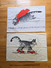 2 Vintage Double Sided B  Kliban Cat W  Red Cape   Red Sneakers Pillowcases