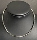 4mm 18 Inch 925 Sterling Silver Oxidized Pearls Bead Necklace Southwestern