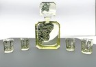 Czech Bohemian Art Glass Citrine Crystal Harvest Decanter Set Schlevogt Hoffman