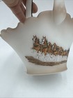 Rare Vintage Fenton Budweiser Clydesdale Glass Basket Satin Custard Handpainted