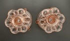 Pair Anchor Hocking Pink Open Lace old Colony Candlestick Depression Glass 1930s