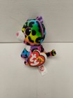 Ty Beanie Boos - Dotty The Rainbow Leopard  glitter Eyes   key Clip - 3 Inch 