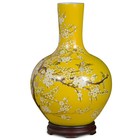 Us Seller - Plum Blossom Imperial Yellow Chinese Porcelain Temple Vase