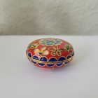Vintage Enamel Inlay Pill Box Trinket Box Cloisonn   Multicolor Floral 