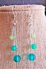 Caribbean Greens Cultured Sea Glass 2  Drop Earrings Silver Plated Posts