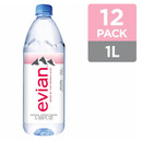 Evian Natural Spring Water  1 L Bottle  12 Pack