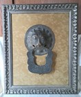 Antique Sadigh Gallery Coa 1600s Persian Bronze Lion Head Doorknocker Framed Ny