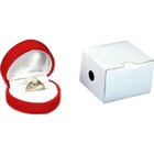 12 Red Velvet Flocked Heart Ring Jewelry Display Gift Boxes 2  X 1 3 4 
