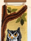 Vtg 1970 s Great Grey Owl Latch Hook Rug Wall Hanger 46  X 16  - Large