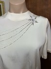 Woman s Vintage 40 s Buttercream Rayon Blouse Stunning Beaded Shooting Star