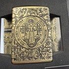Zippo St  Benedict Design Antique Brass Windproof Pocket Lighter  29719