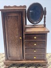 Vintage Dollhouse Miniature Concord Wooden Dresser Armoire With Mirror 1 12