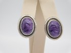 Native American Navajo Indian Pauline Claw Sterling Silver Amethyst Earrings