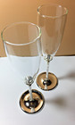 Pair Set Of 2 Wedding Champagne Toasting Flutes  Glitter Filled Stems 9 1 4  New
