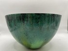 Vintage Mcm Enamel Copper Bowl Artist Stamped Modern 7    Watermelon Greens