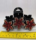 Usa Flower Hair Claw Jaw Clip  Rhinestone Crystal Hairpin Elegant Red  Champagne