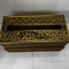 Vtg Tissue Box 24 Kt Gold Plated Holder Matson Filigree Roses Hollywood Regency
