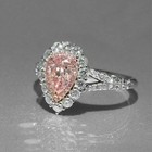 3ct Pear Cut Lab Created Morganite   Diamond Halo Wedding White Gold Plated Ring